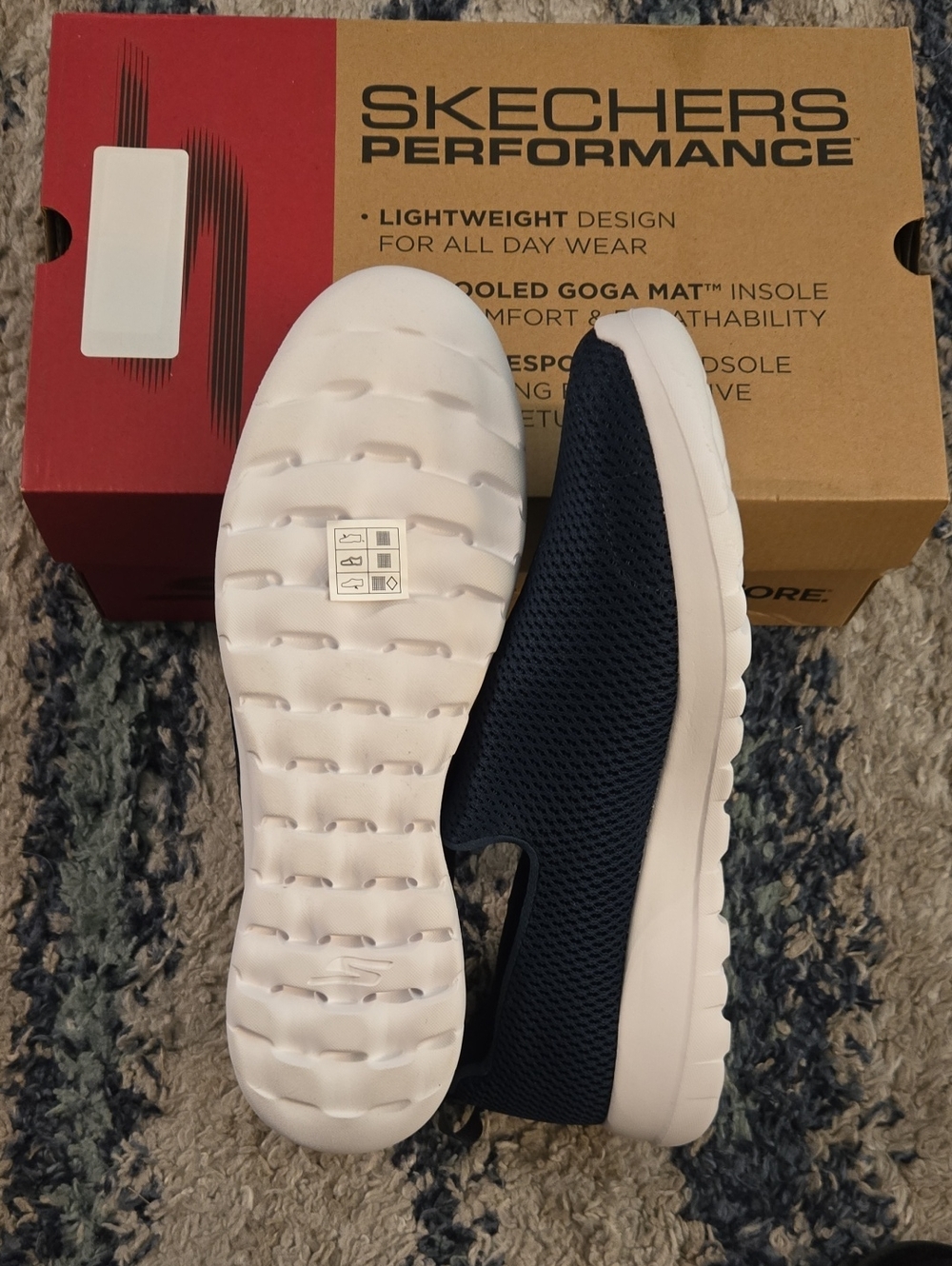 Skechers Navy Perforated Slip-On Loafers with White Sole - Picture 5 of 7